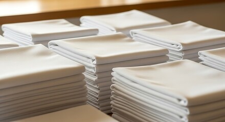 Neatly Stacked White Linen Napkins Ready for a Formal Dining Event