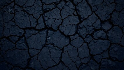 Dark cracked earth texture with deep fissures, creating a dramatic and desolate landscape, ideal for conveying themes of drought, decay, and environmental issues
