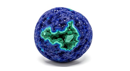 Blue Azurite and Green Malachite Geode Sphere.
