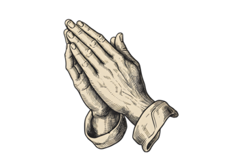 Illustration Of Praying Hands In Beige With Black Transparent Background
