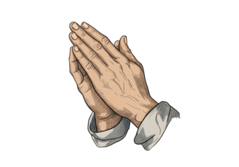 Illustration Of Praying Hands With Transparent Background Black And White Style