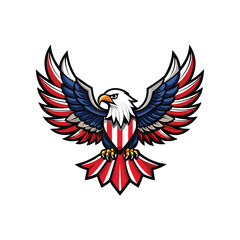Patriotic american eagle with wings spread wide
