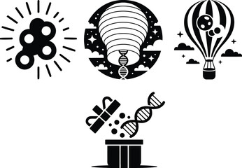 Stunning science and discovery icons representing innovation, exploration, and futuristic ideas