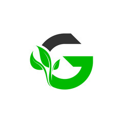G letter green leaf logo icon