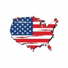 United states map outline with american flag design and distressed texture