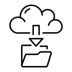 An outline style icon showing downloading