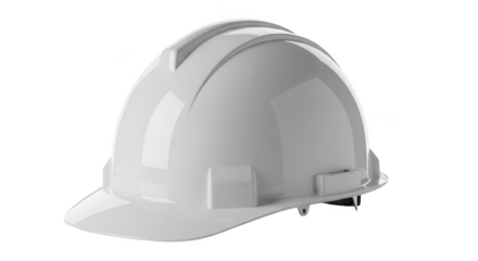 White hard hat isolated on transparent background for construction worker safety