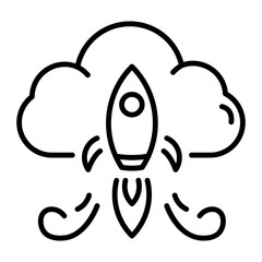 An outline style icon showing startup