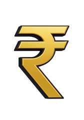 Golden Indian Rupee Symbol Isolated On Black Background A 3d Illustration