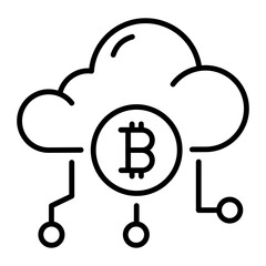 A line style icon depicting bitcoin cloud