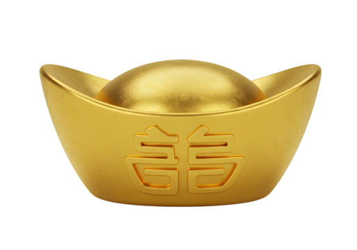 Golden Ingot Rendered On Isolated Transparent Background 3d Illustration