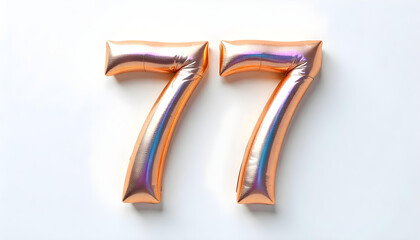 77 number air inflatable balloon isolated on white background