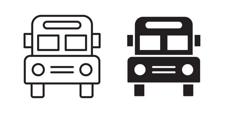 School bus icon .Vector illustration with stroke and fill on a white background.