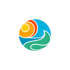 abstract colorful ocean beach logo