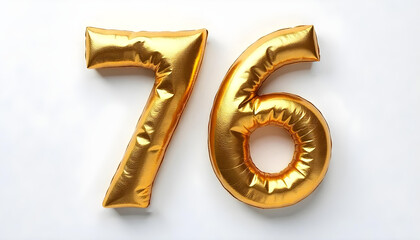 76 number air inflatable balloon isolated on white background