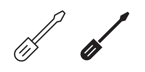 Screwdriver icon .  for apps and websites. Vector illustration with stroke and fill on a white background.