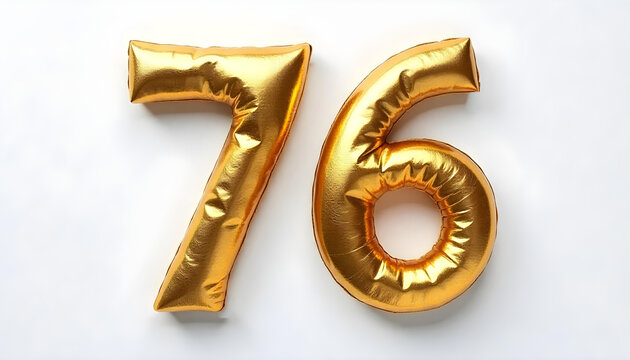 76 number air inflatable balloon isolated on white background - Powered by Adobe