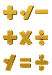 Fototapeta premium Golden Mathematical Symbols Illustration Isolated on Transparent Background