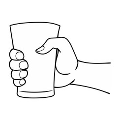 Line hand holding a glass of water