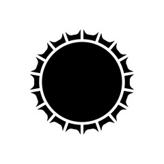 Beer bottle cap icons. Blank label in the shape of aluminum bottle cap. Top view. Soda or beer metal lid. Black and white flat icon. Vector illustration isolated on white background.