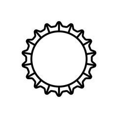 Beer bottle cap icons. Blank label in the shape of aluminum bottle cap. Top view. Soda or beer metal lid. Black and white flat icon. Vector illustration isolated on white background.