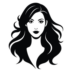 Stylized Woman's Portrait Flowing Hair, Expressive Eyes, and Confident Expression