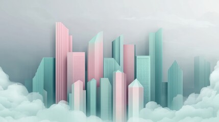 Abstract cityscape pastel tones
