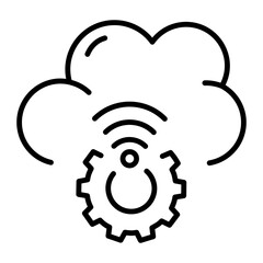 An outline style icon showing cloud connection