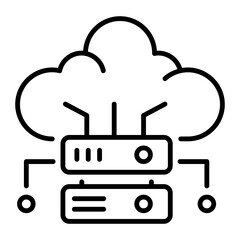 A line style icon depicting cloud server