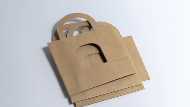 Brown paper carry bags on white background