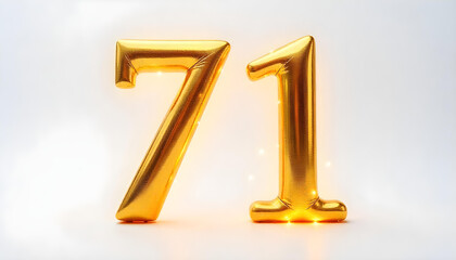 71 made of gold metal isolated on white background