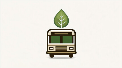 Bus with Leaf Icon for Eco and Transportation Themes