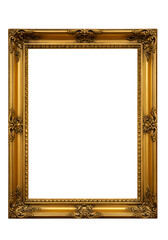 Golden Ornate Frame Isolated On Transparent Background Antique Design