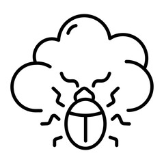 An outline style icon showing cloud antivirus