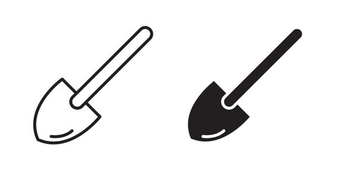 Shovel icon . Vector illustration with stroke and fill on a white background.