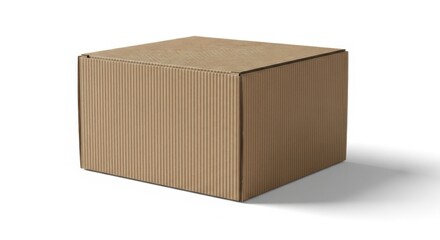 Fototapeta premium Brown Corrugated Cardboard Box on White Background for Shipping or Packaging