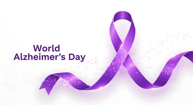 World Alzheimer's Day Purple Awareness Ribbon Illustration