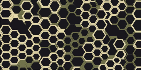 A leopard skin honeycomb pattern with a seamless hexagonal geometric texture design in brown and yellow