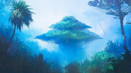 Mystical tropical forest landscape