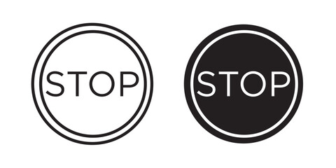 Stop sign icon . Vector illustration with stroke and fill on a white background.