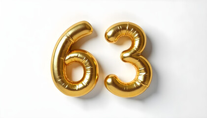 63 number air inflatable balloon isolated on white background