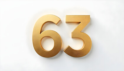 63 made of gold metal isolated on white background