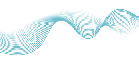 Abstract blue smooth wave on a white background. Dynamic sound wave  design  modern