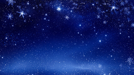 Obraz premium 星座のように散りばめられた雪の結晶と星屑の冬夜空背景