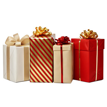 festive Christmas gifts, presents boxes in a row 3d-