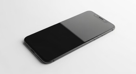 Modern Black Smartphone Resting on White Surface in Minimalist Setting