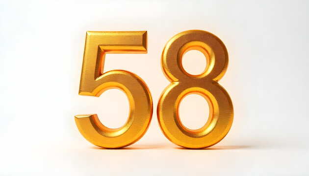 58 made of gold metal isolated on white background