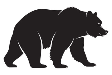 Fototapeta premium Silhouette of a bear isolated on white background, capturing its powerful presence and majestic form in a striking and minimalist design style vector illustration