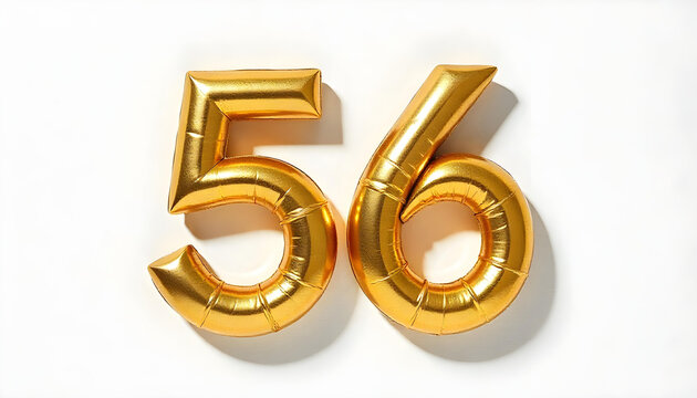 56 number air inflatable balloon isolated on white background