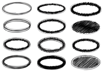 Abstract Sketch Illustration Of White Oval Shapes On Transparent Background